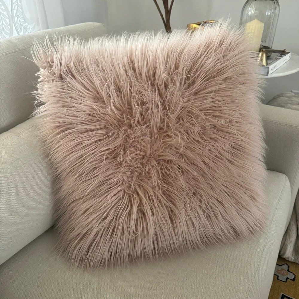 Oversize Faux Fur Square Throw Pillow